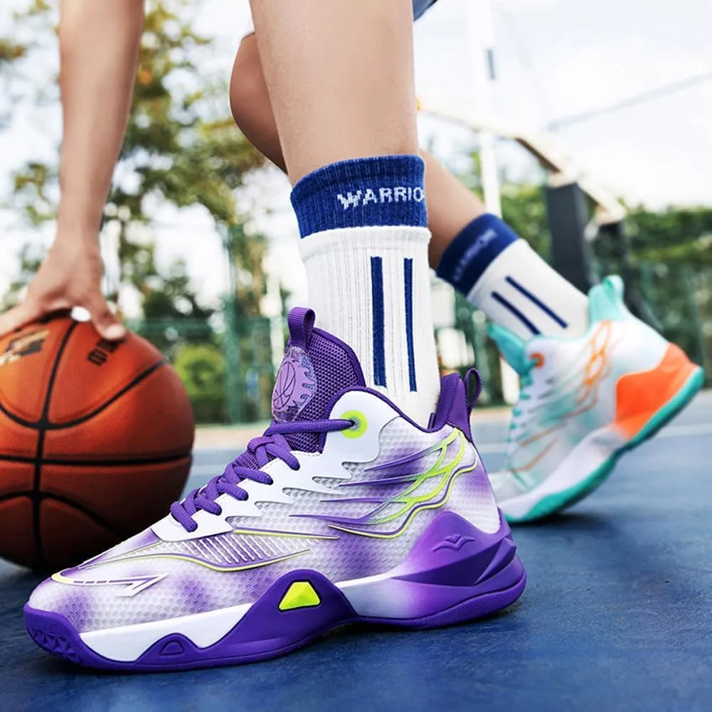 Men's Basketball Shoes Mesh Breathable Comfortable Fashionable High Top Walking Sneakers
