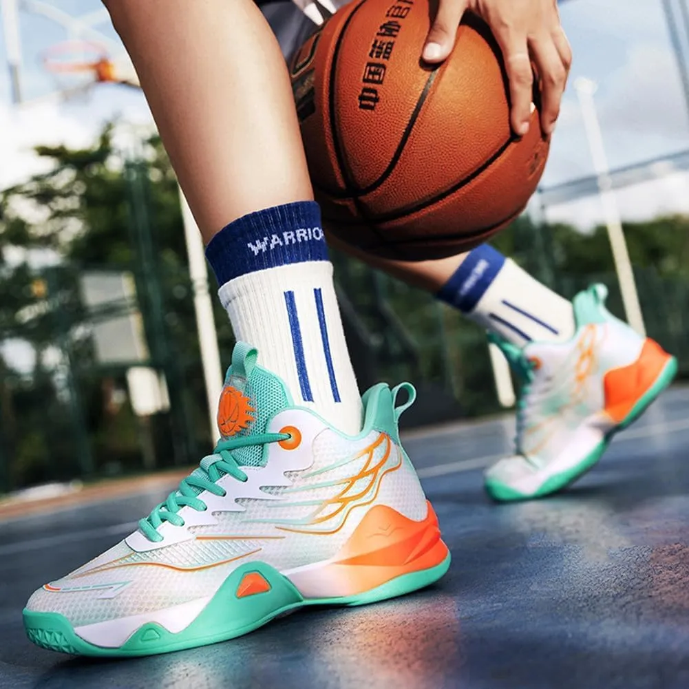 Men's Basketball Shoes Mesh Breathable Comfortable Fashionable High Top Walking Sneakers