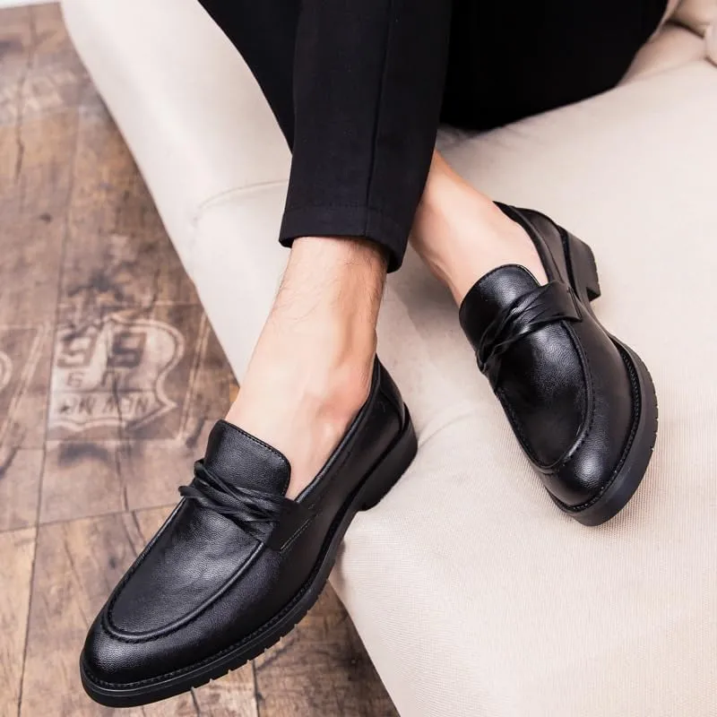 Men's Business Casual Shoes with Fringe Tassel, PU Leather, Slip-On Loafer Shoes, Soft Sole Summer