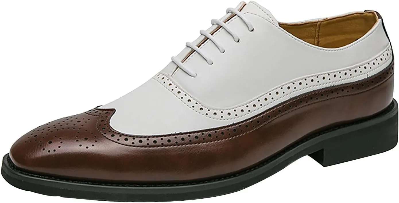 Men's Business Lace Up Leather Dress Shoes Supportive Fashion Casual Breathable Comfortable Solid Shoes