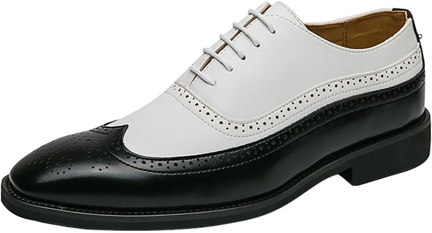 Men's Business Lace Up Leather Dress Shoes Supportive Fashion Casual Breathable Comfortable Solid Shoes