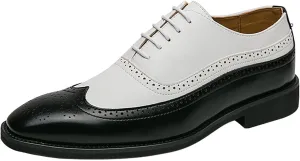 Men's Business Lace Up Leather Dress Shoes Supportive Fashion Casual Breathable Comfortable Solid Shoes