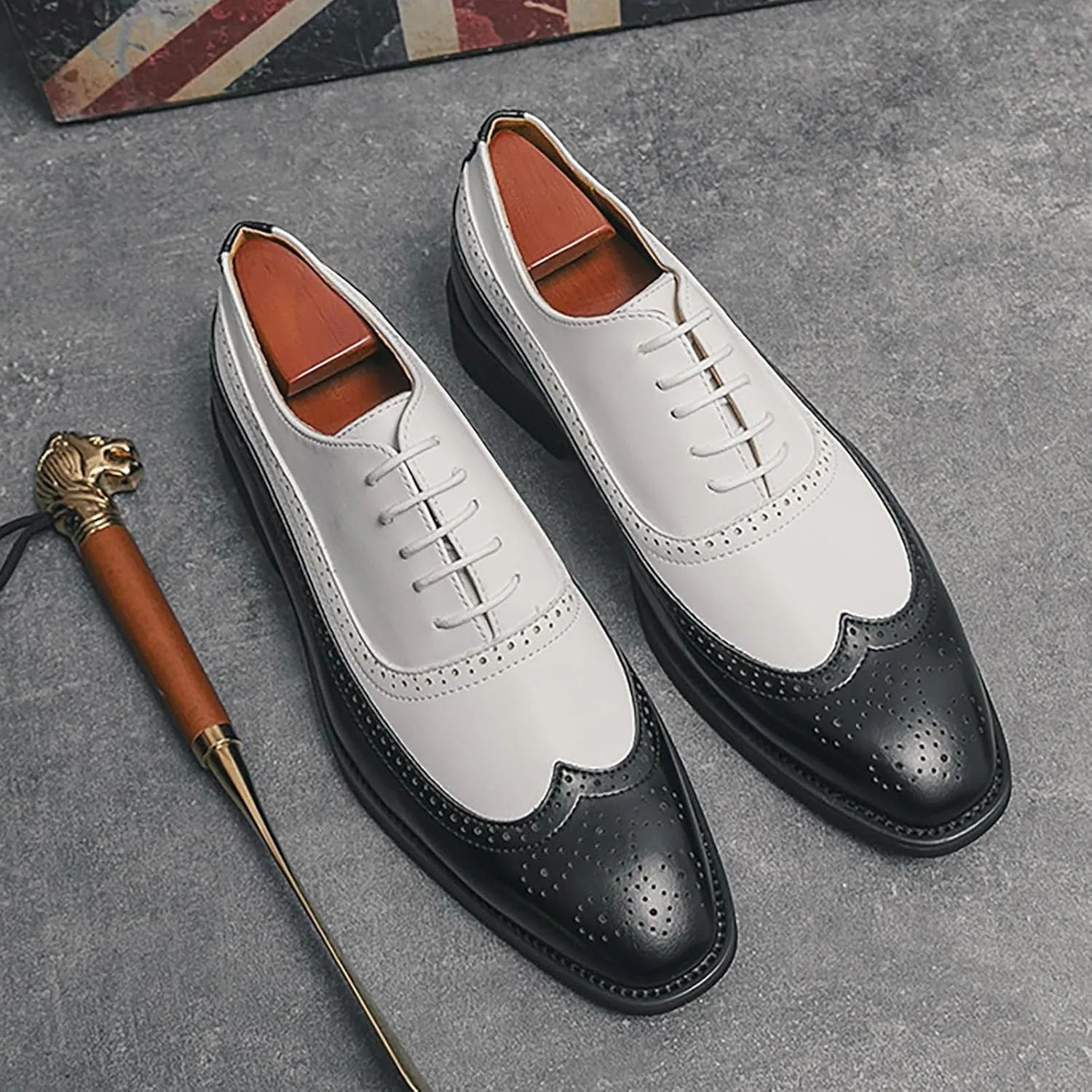 Men's Business Lace Up Leather Dress Shoes Supportive Fashion Casual Breathable Comfortable Solid Shoes
