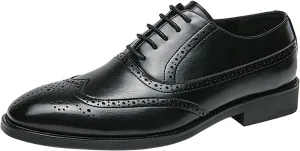 Men's Business Lace Up Leather Dress Shoes Supportive Fashion Casual Breathable Comfortable Solid Shoes