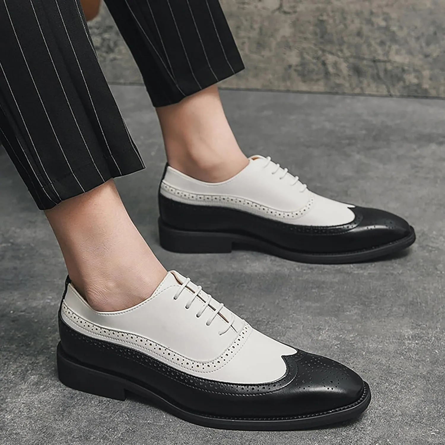 Men's Business Lace Up Leather Dress Shoes Supportive Fashion Casual Breathable Comfortable Solid Shoes