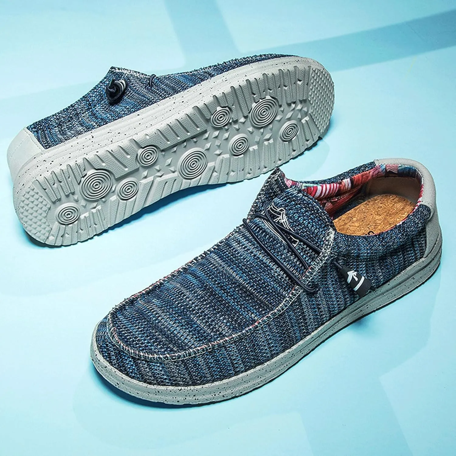 Mens Canvas Lightweight Soft Comfortable Lace-Up Loafers
