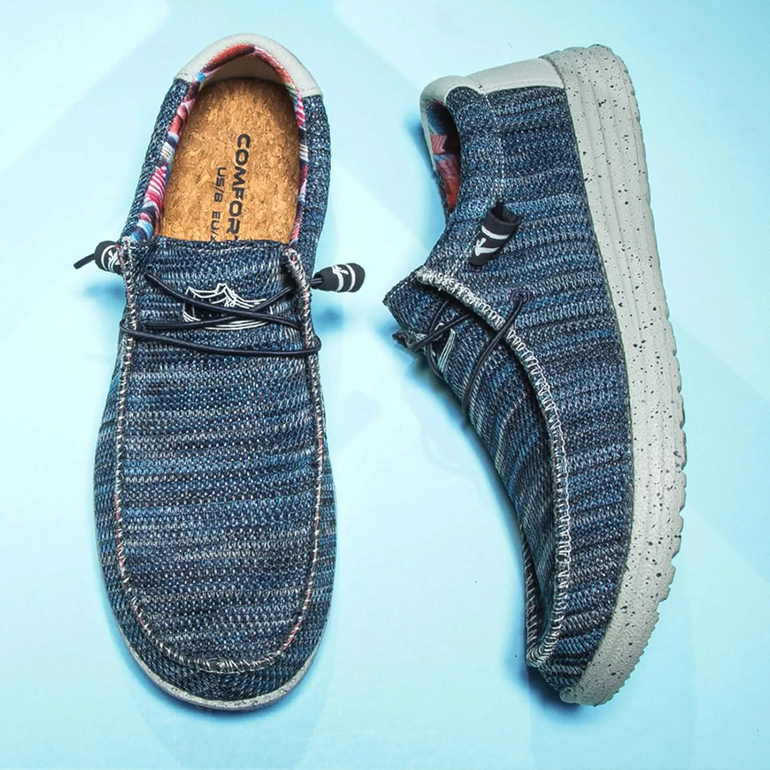 Mens Canvas Lightweight Soft Comfortable Lace-Up Loafers