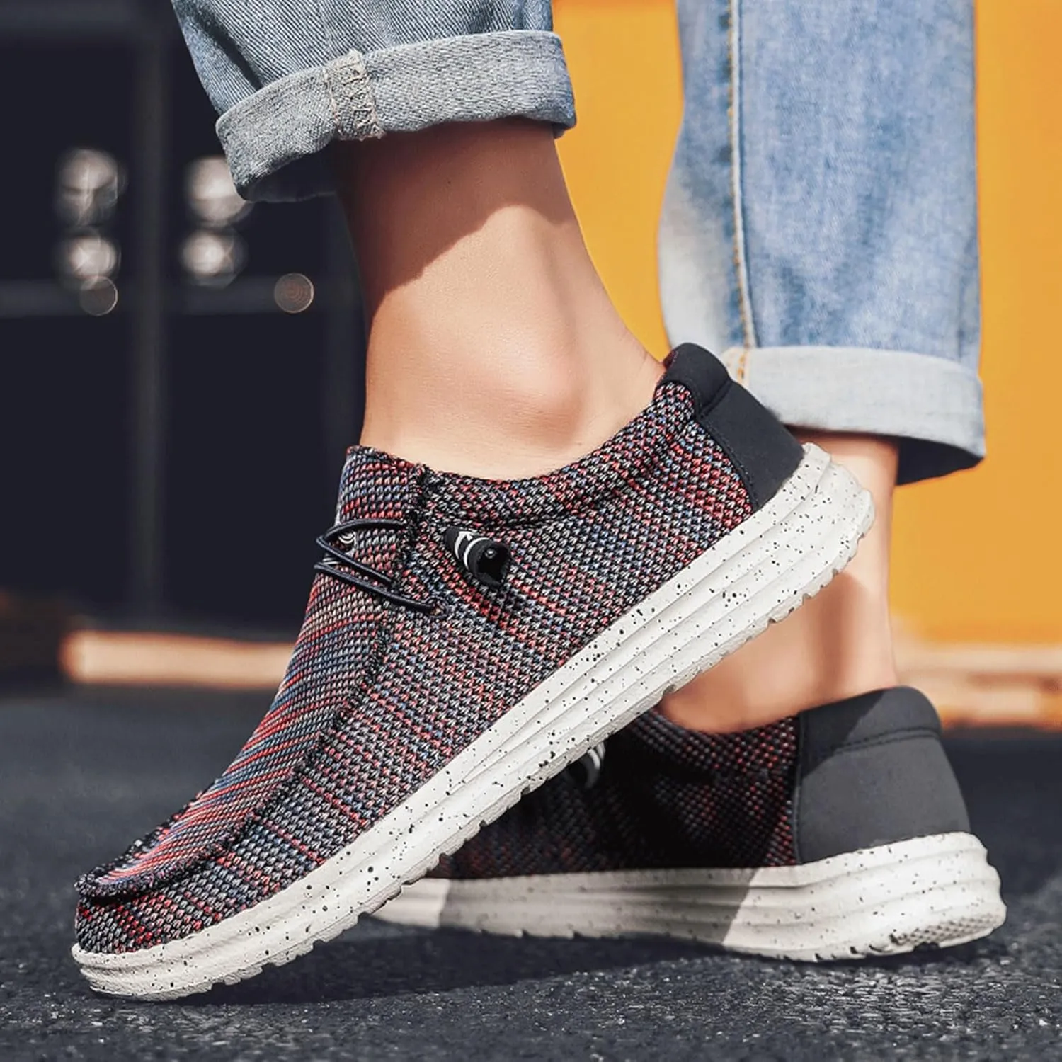Mens Canvas Lightweight Soft Comfortable Lace-Up Loafers