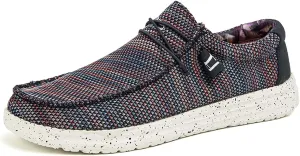 Mens Canvas Lightweight Soft Comfortable Lace-Up Loafers