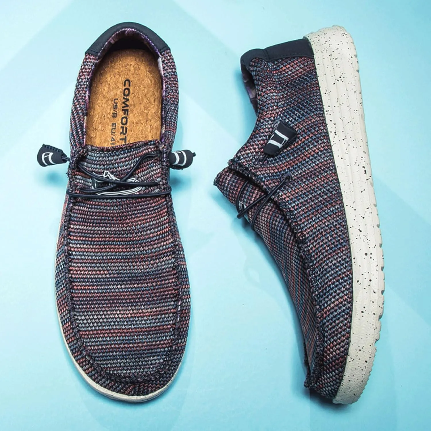 Mens Canvas Lightweight Soft Comfortable Lace-Up Loafers