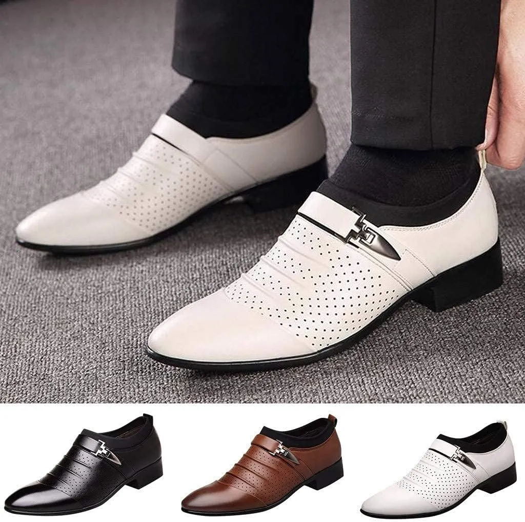 Men's Casual Dress Shoes Buckle Oxfords Shoes Slip on Loafer Formal Business Comfortable Dress Shoes for Men