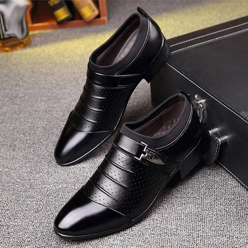 Men's Casual Dress Shoes Buckle Oxfords Shoes Slip on Loafer Formal Business Comfortable Dress Shoes for Men
