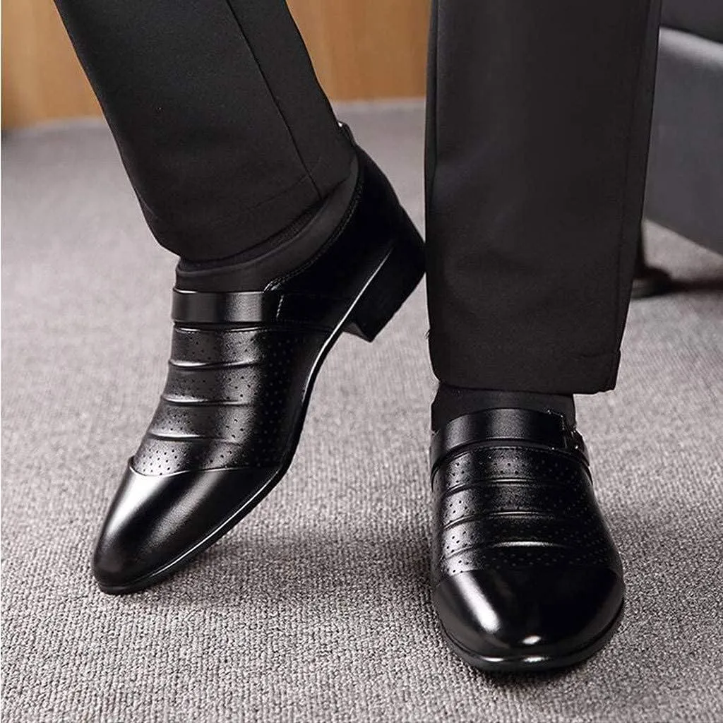 Men's Casual Dress Shoes Buckle Oxfords Shoes Slip on Loafer Formal Business Comfortable Dress Shoes for Men