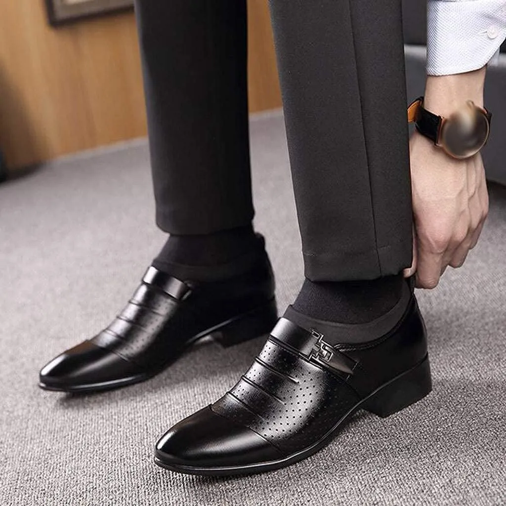 Men's Casual Dress Shoes Buckle Oxfords Shoes Slip on Loafer Formal Business Comfortable Dress Shoes for Men