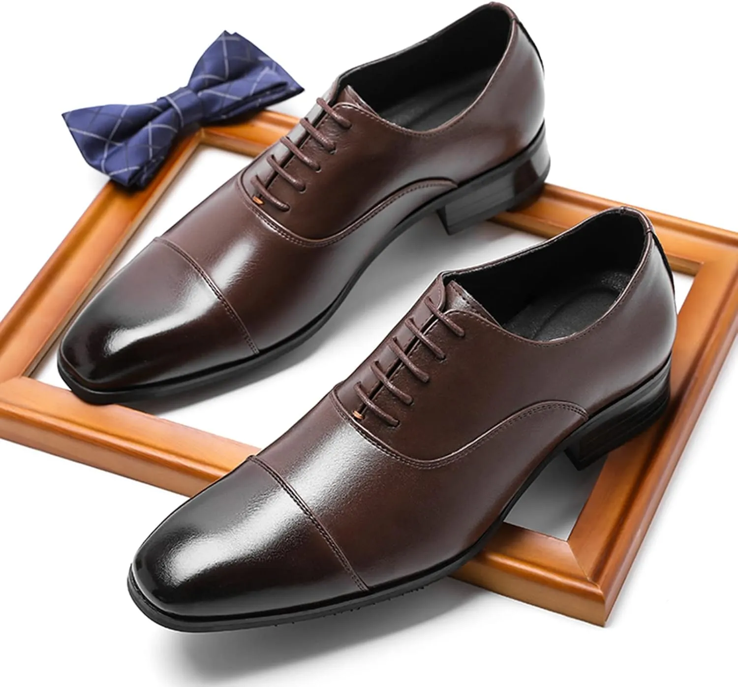 Men's Formal Business Dress Shoes Handsome Oxfords Cap Toe Microfiber Leather Wedding Shoes