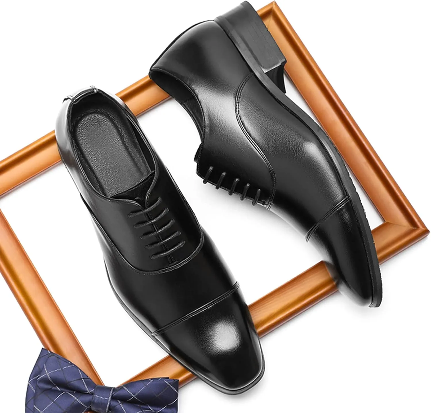 Men's Formal Business Dress Shoes Handsome Oxfords Cap Toe Microfiber Leather Wedding Shoes