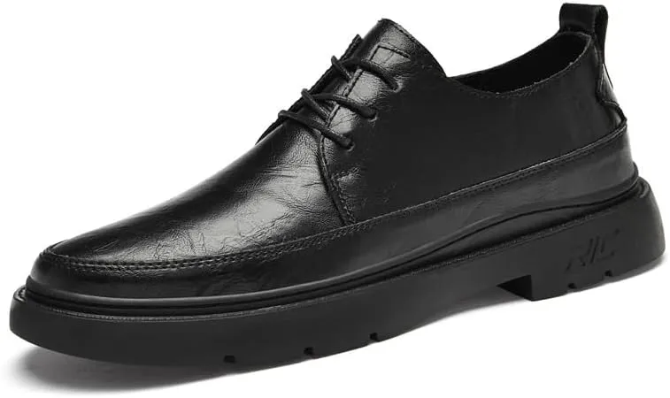 Men's Genuine Leather Platform Oxfords Shoes Classic Lace-up Formal Classic Men Dress Shoes