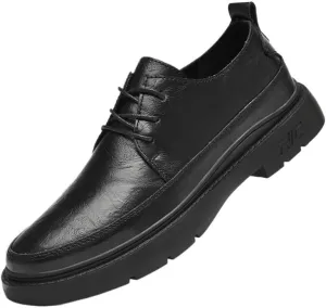 Men's Genuine Leather Platform Oxfords Shoes Classic Lace-up Formal Classic Men Dress Shoes