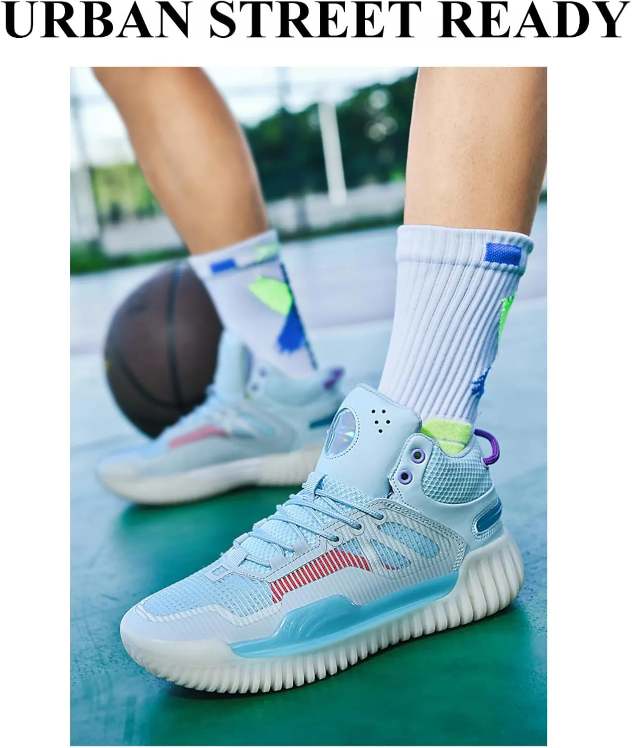 Men's High Top Basketball Shoes - Breathable Mesh Training Sneakers for Sports, Elastic Cushioning Anti-Slip