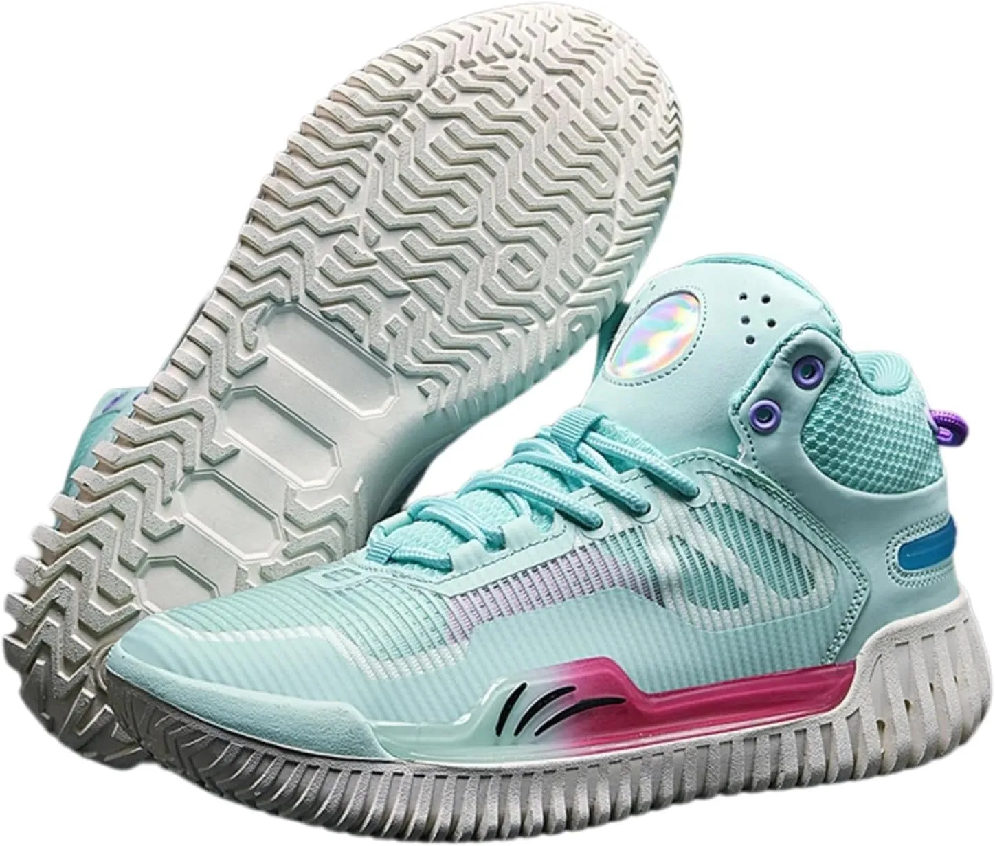 Men's High Top Basketball Shoes - Breathable Mesh Training Sneakers for Sports, Elastic Cushioning Anti-Slip