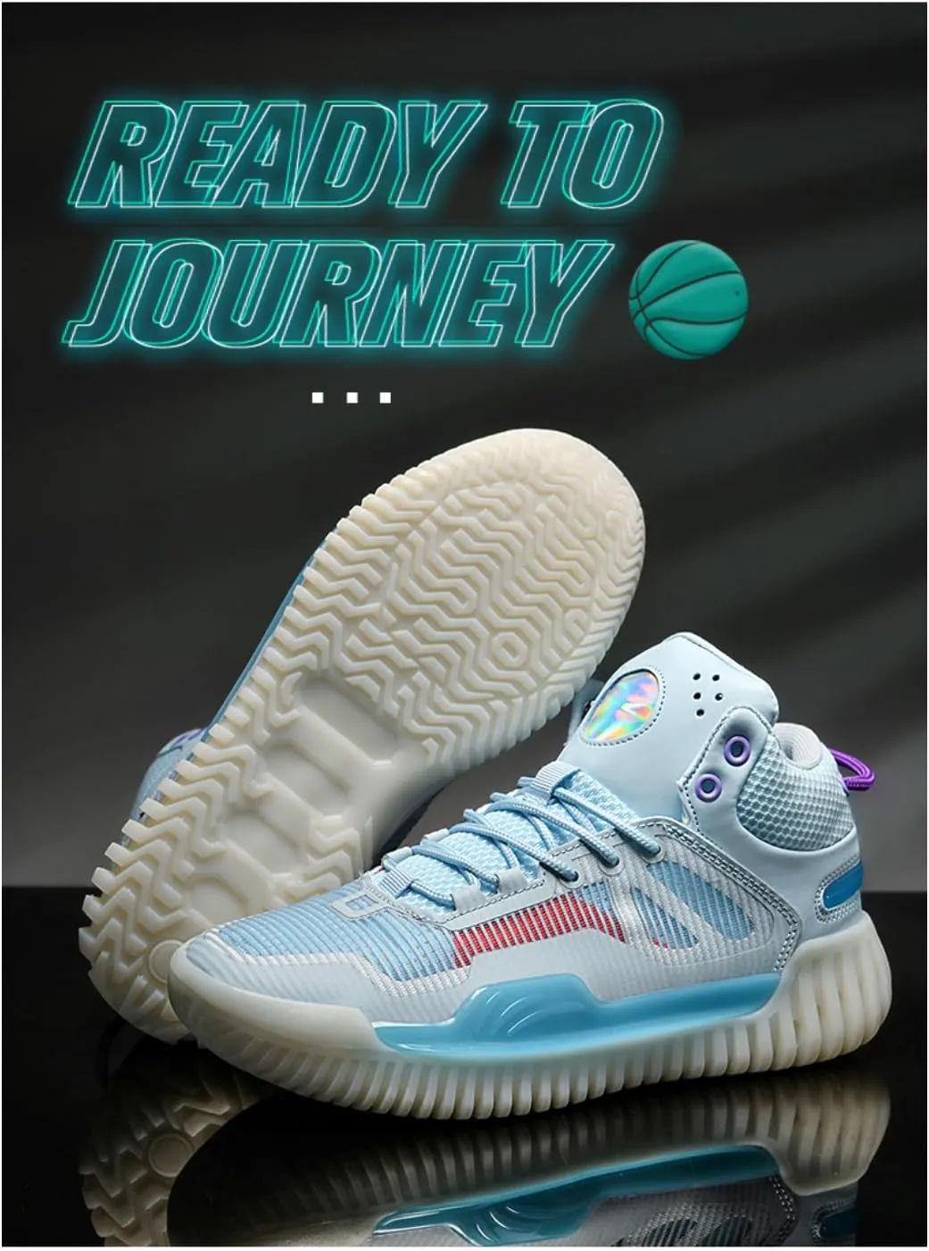Men's High Top Basketball Shoes - Breathable Mesh Training Sneakers for Sports, Elastic Cushioning Anti-Slip