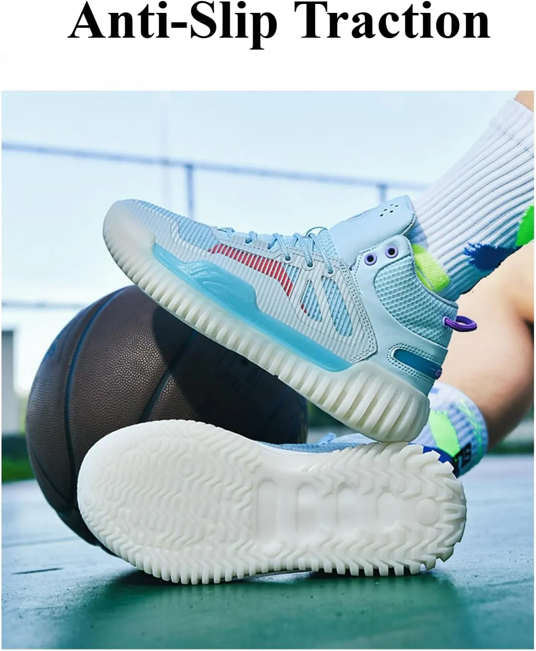 Men's High Top Basketball Shoes - Breathable Mesh Training Sneakers for Sports, Elastic Cushioning Anti-Slip