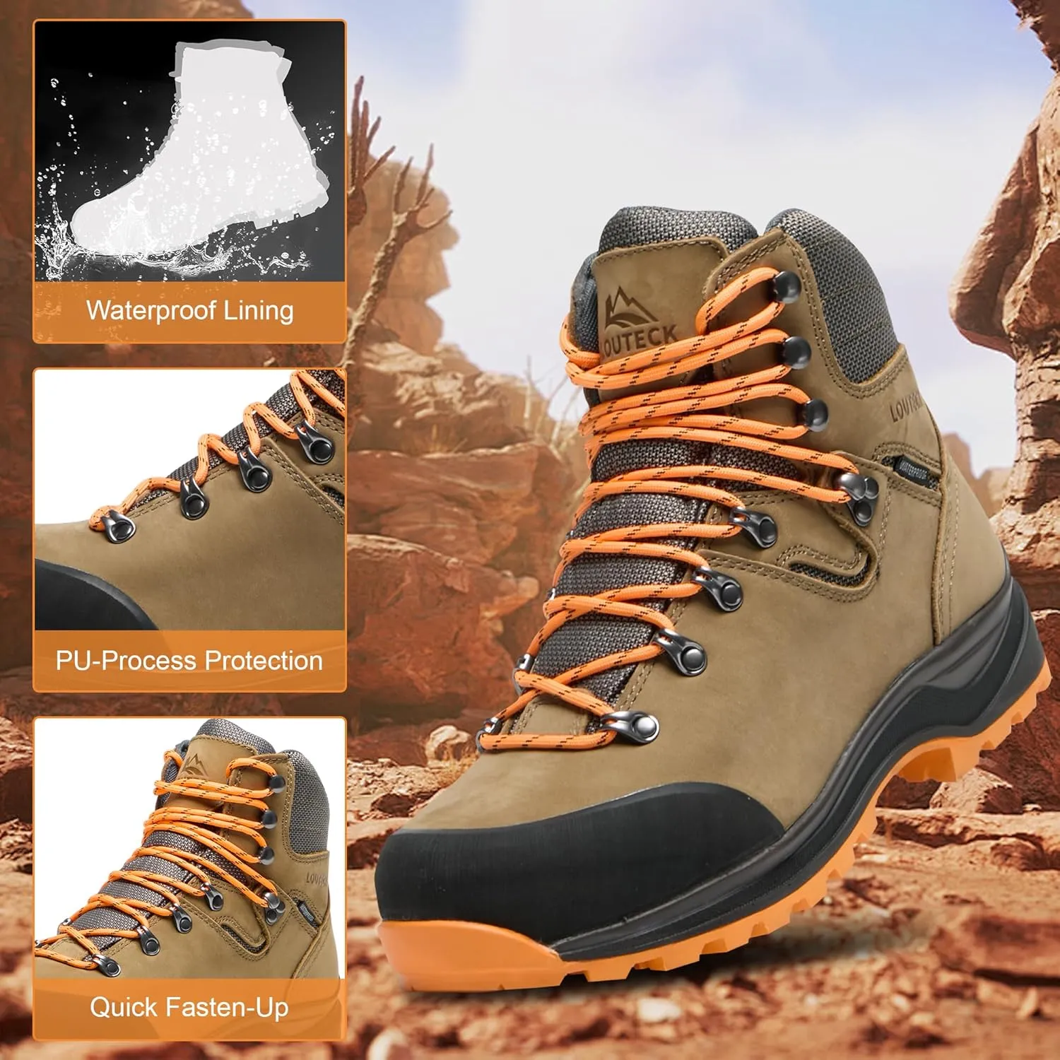 Men's Hiking Boots  Durable and Comfortable Men's Climbing Boots for Rugged Outdoor Adventures, Perfect for Hiking, and Climbing