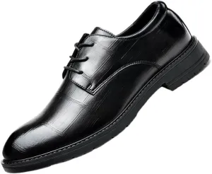 Men's Leather Dress Shoes Breathable Formal Business Casual English Anti Slip Low Top Prom