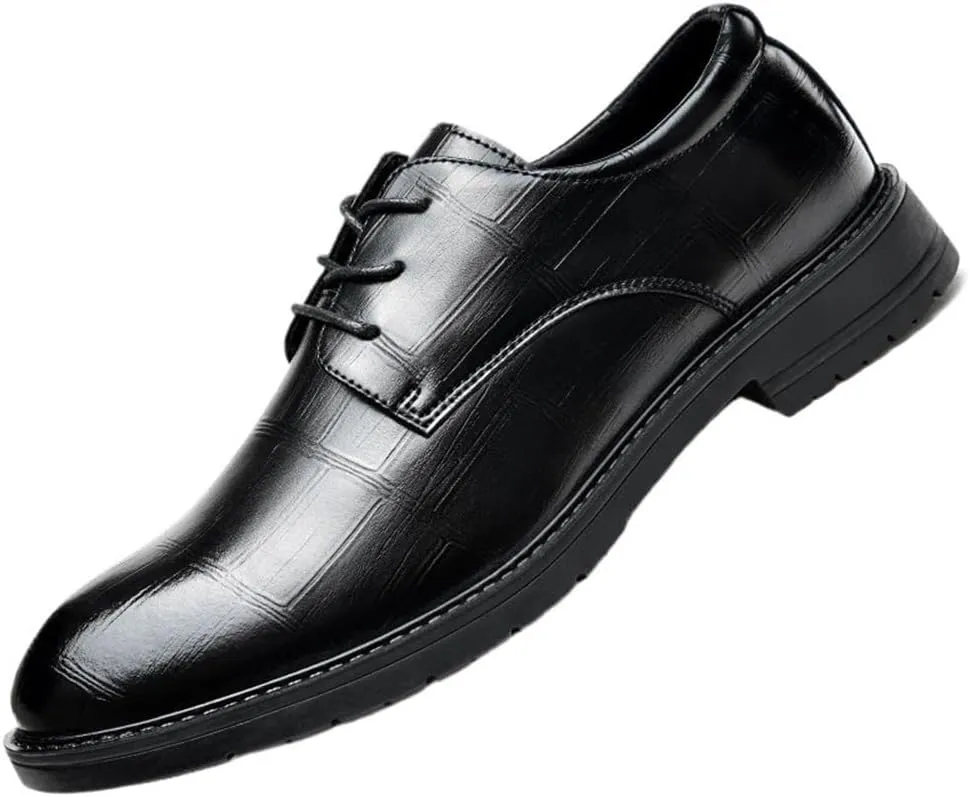 Men's Leather Dress Shoes Breathable Formal Business Casual English Anti Slip Low Top Prom