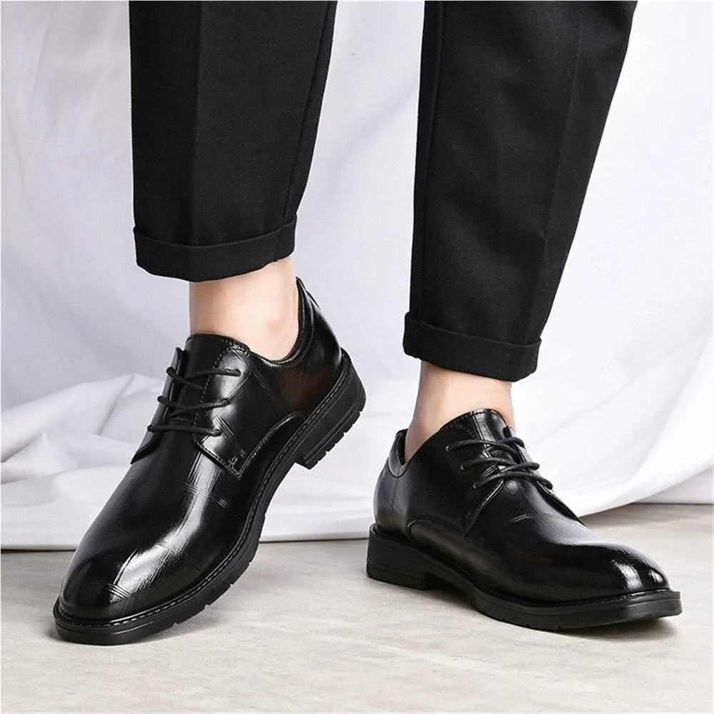 Men's Leather Dress Shoes Breathable Formal Business Casual English Anti Slip Low Top Prom
