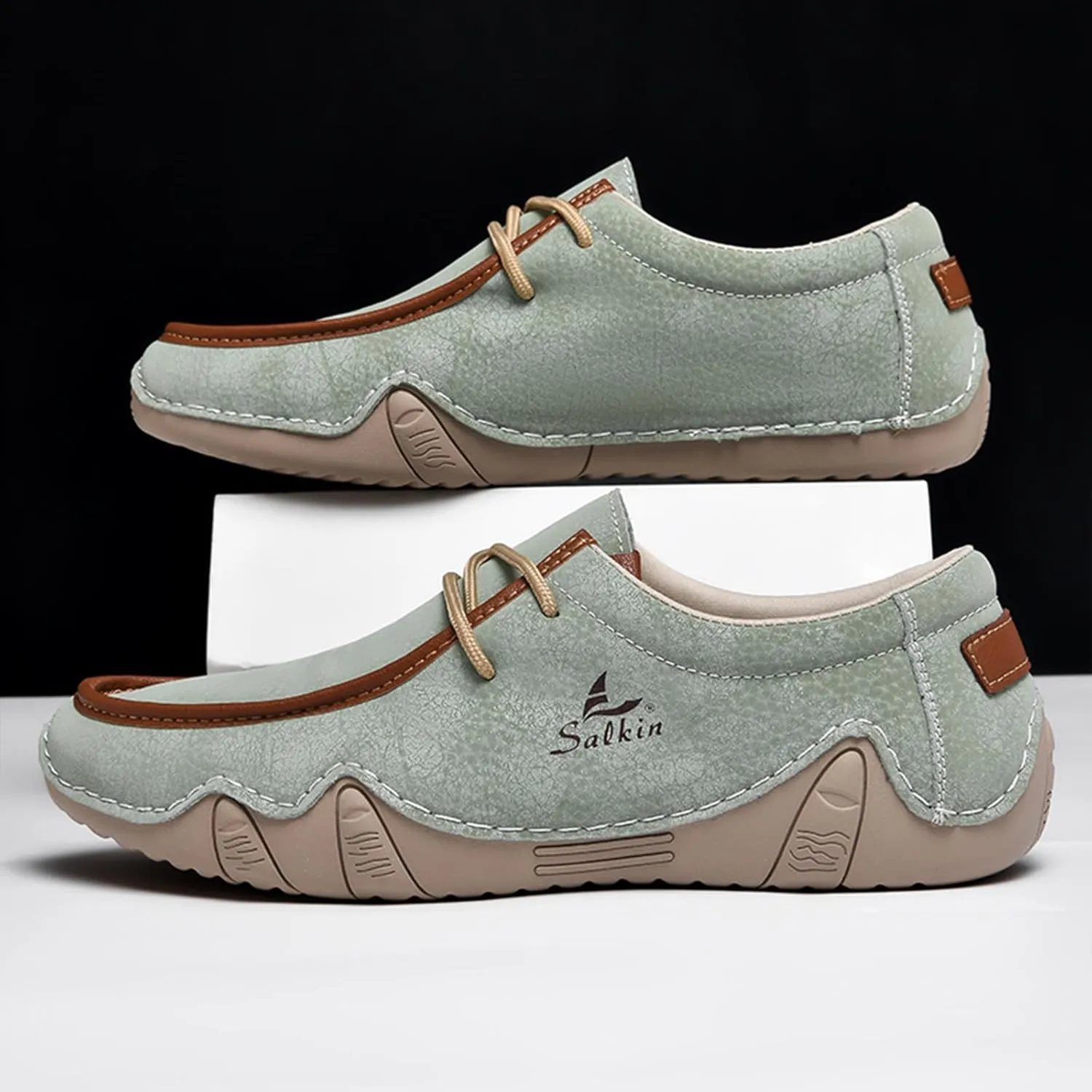 Men's Leather Slip On Casual Low Loafers Lightweight Non-Slip Flat Driving Walking Shoes Soft Moccasin Shoes