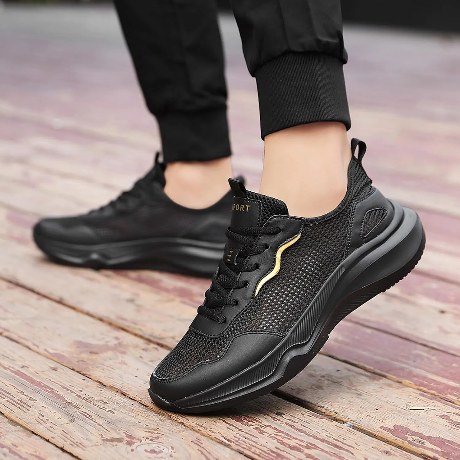 Men's Lightweight Cushion Sneakers Breathable Elastic Fly Woven Mesh Sneaker Men's Stylish Lightweight Sneakers