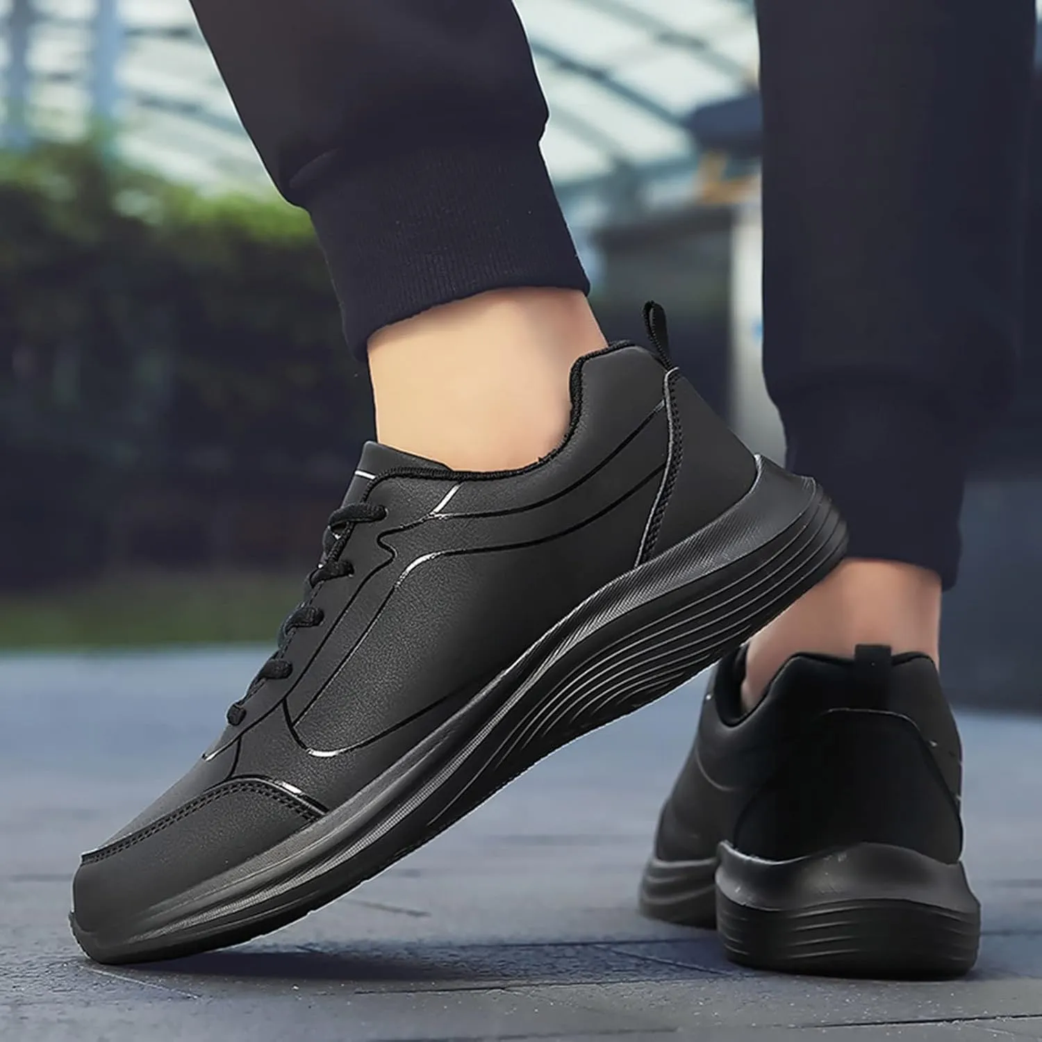 Men's Lightweight Cushion Sneakers Comfortable Lightweight Casual Walking Shoe Convenient Elderly Slip On Shoes
