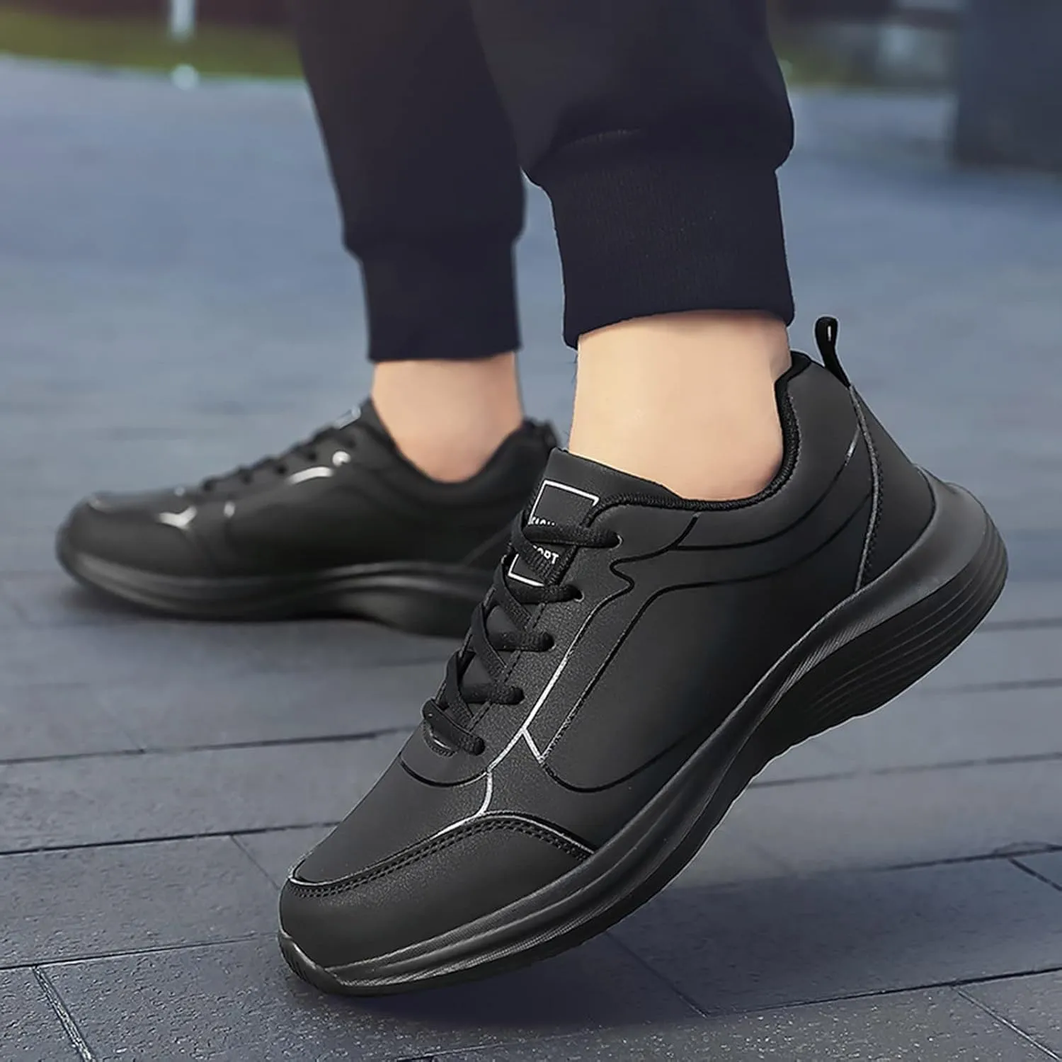 Men's Lightweight Cushion Sneakers Comfortable Lightweight Casual Walking Shoe Convenient Elderly Slip On Shoes