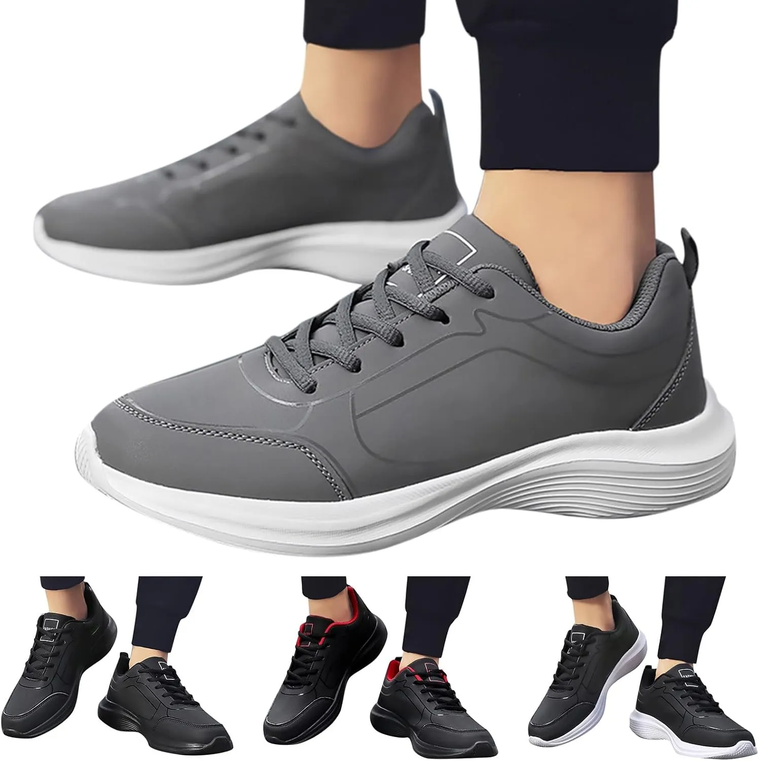 Men's Lightweight Cushion Sneakers Comfortable Lightweight Casual Walking Shoe Convenient Elderly Slip On Shoes