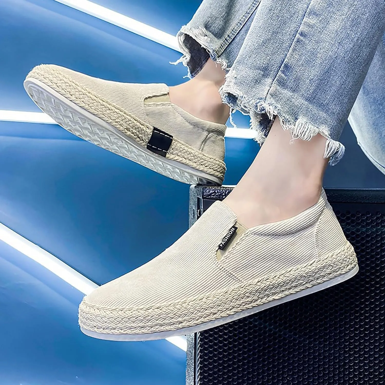 Men's Lightweight Cushion Sneakers Lightweight Breathable Slip on Running Shoe Lightweight Elderly Slip on Shoes