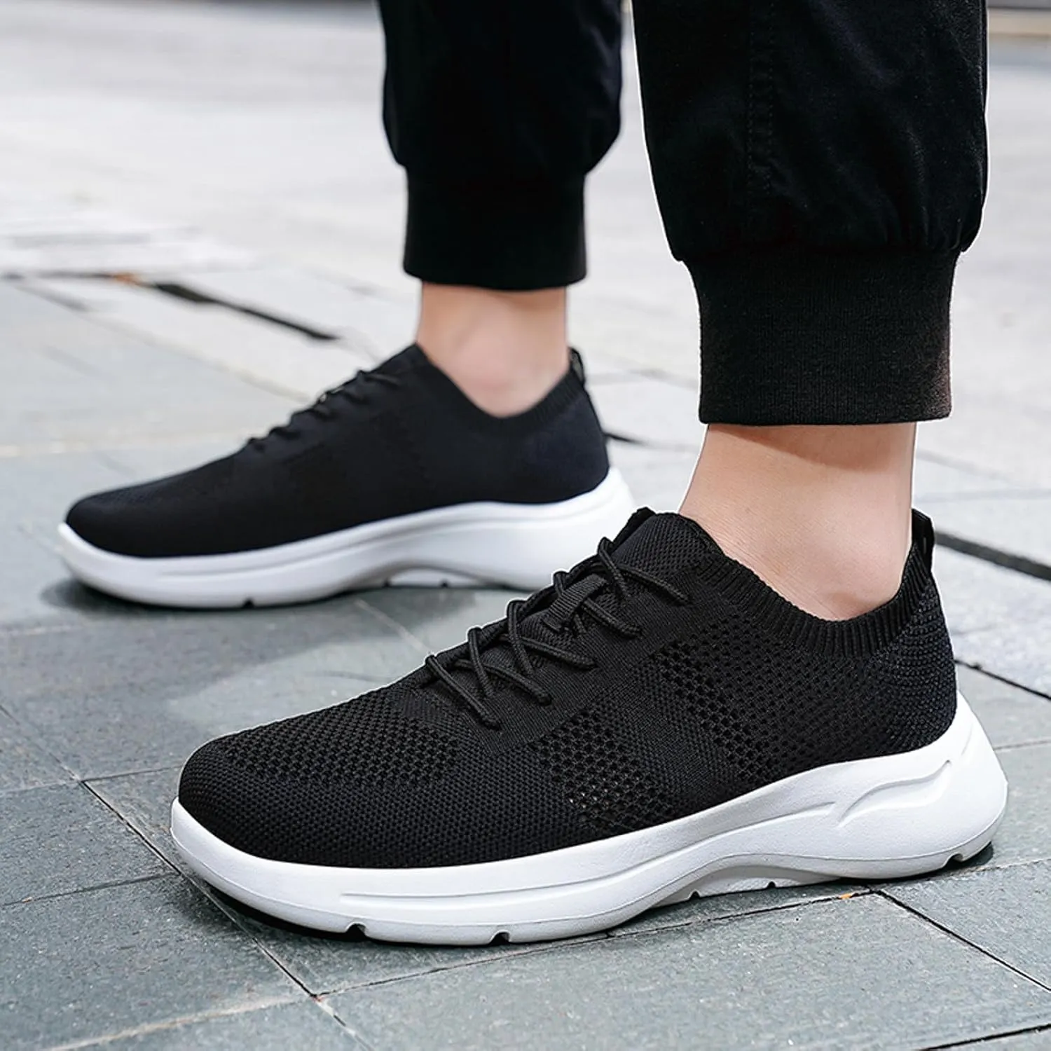 Men's Lightweight Cushion Sneakers Lightweight Sport Gym Jogging Walking Sneaker Arch Support Plantar Fasciitis