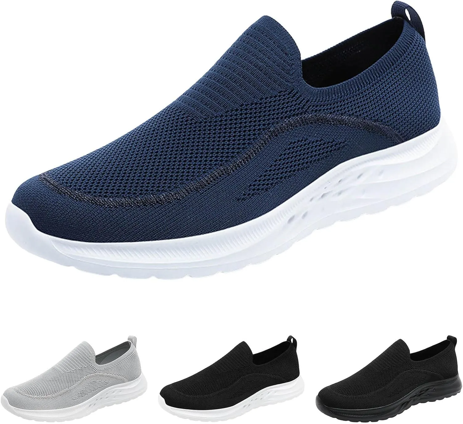 Men's Lightweight Cushion Sneakers Supportive Running Athletic Sneaker Comfortable & Light-Weight Stretch Shoes