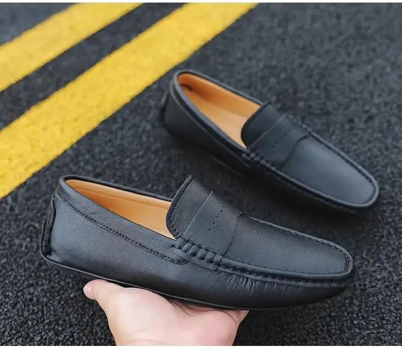 Men's Loafers Shoes Round Toe Nubuck Leather Penny Driving Loafers Lightweight Resistant Anti-Slip Classic Prom Slip On