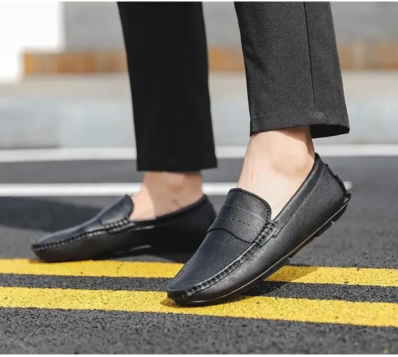 Men's Loafers Shoes Round Toe Nubuck Leather Penny Driving Loafers Lightweight Resistant Anti-Slip Classic Prom Slip On