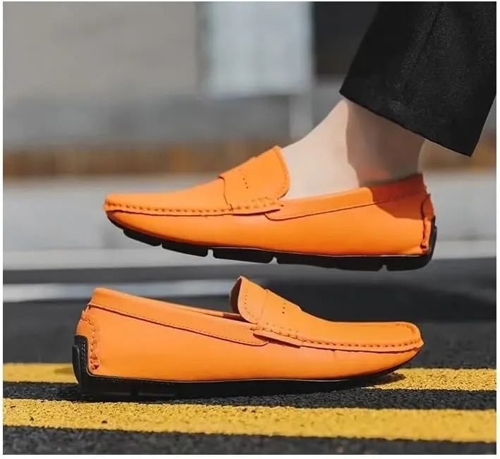 Men's Loafers Shoes Round Toe Nubuck Leather Penny Driving Loafers Lightweight Resistant Anti-Slip Classic Prom Slip On