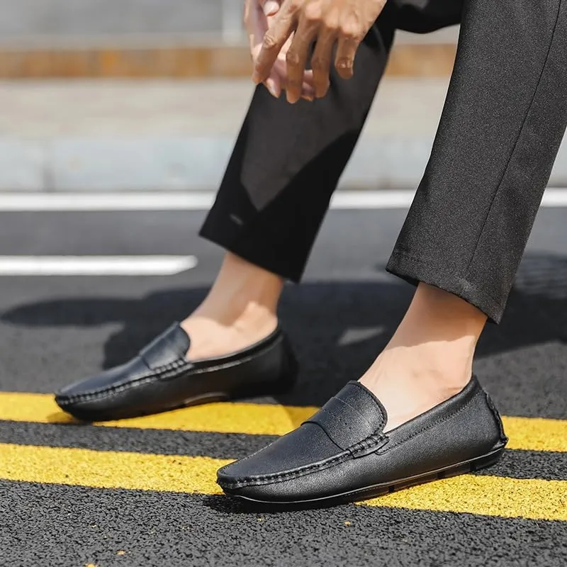 Men's Loafers Shoes Round Toe Nubuck Leather Penny Driving Loafers Lightweight Resistant Anti-Slip Classic Prom Slip On