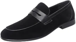 Men's Loafers Shoes Round Toe Suede Vamp Apron Toe Penny Loafers Anti-Slip Flat Heel Comfortable Casual Fashion Slip On