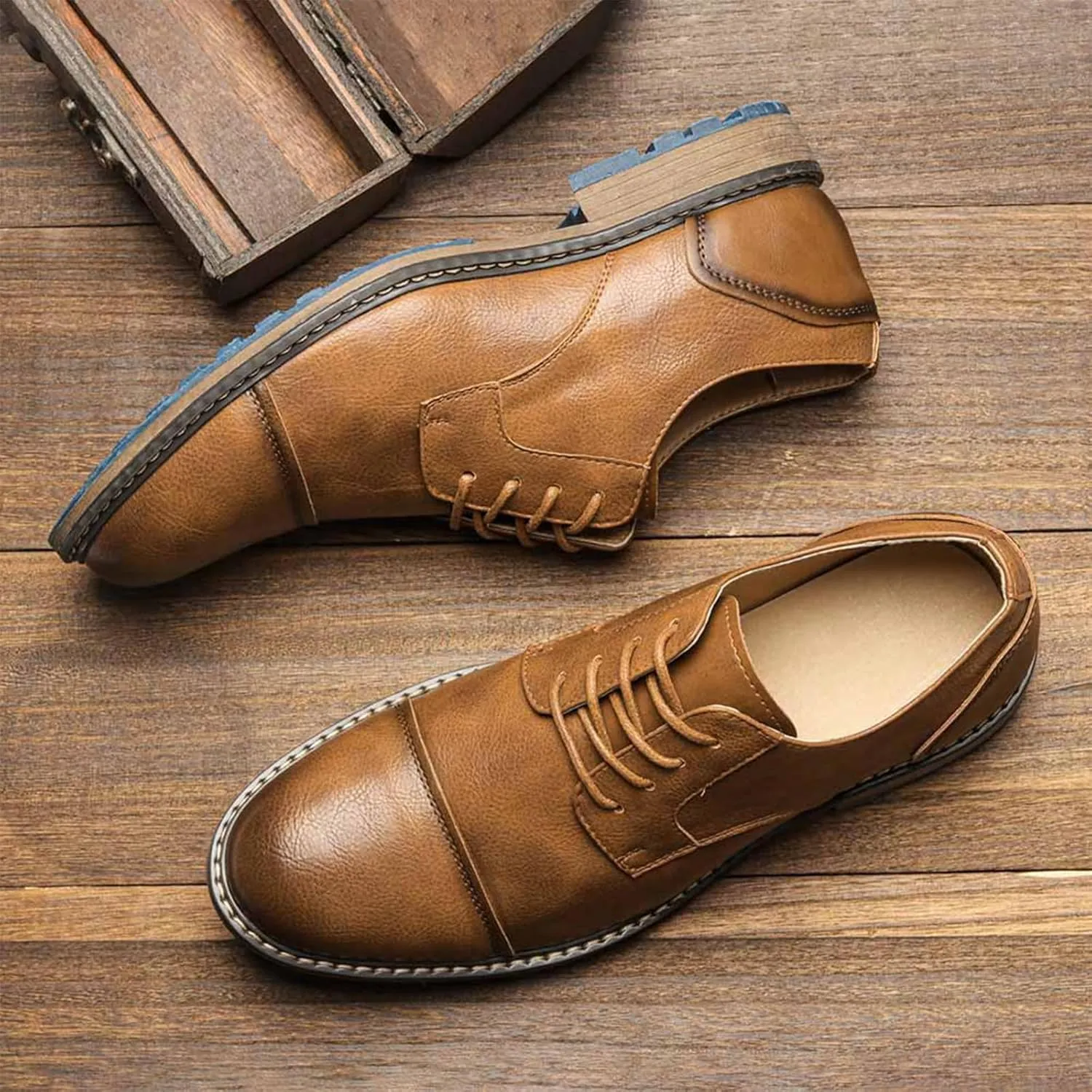 Men's Orthopedic Comfort Dress Shoes Casual Business Leather Oxford Derby Loafers Office Walking Work Flats