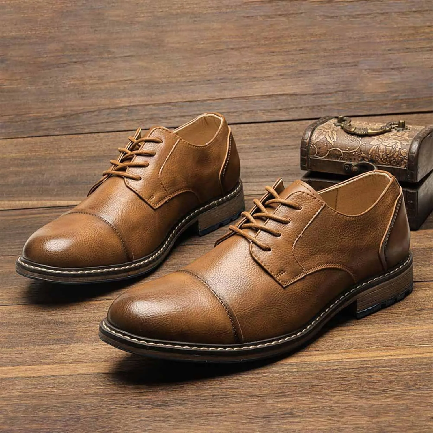 Men's Orthopedic Comfort Dress Shoes Casual Business Leather Oxford Derby Loafers Office Walking Work Flats