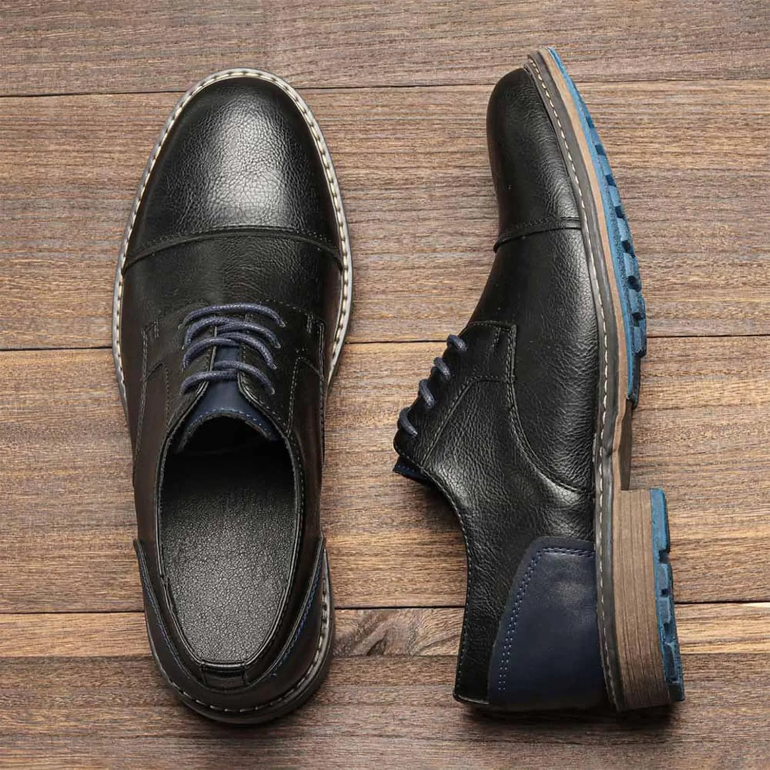 Men's Orthopedic Comfort Dress Shoes Casual Business Leather Oxford Derby Loafers Office Walking Work Flats