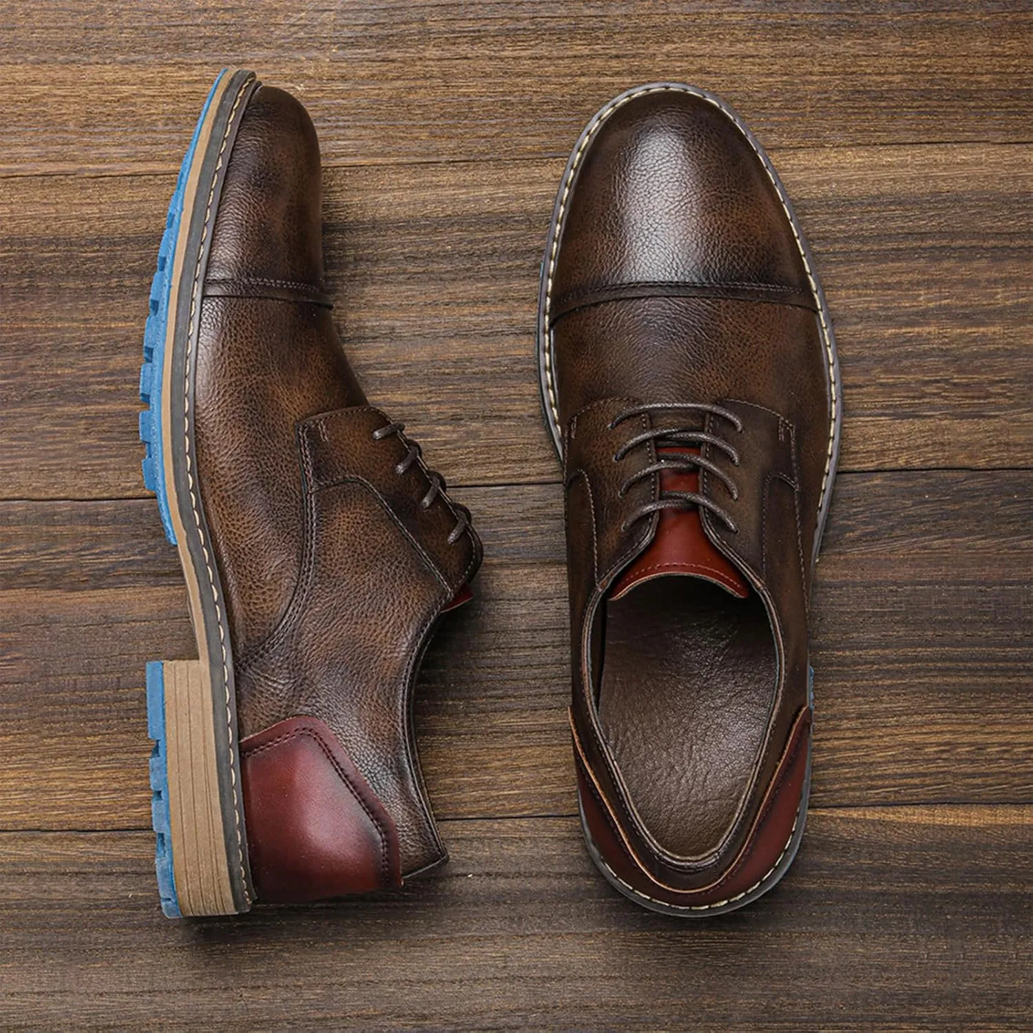 Men's Orthopedic Comfort Dress Shoes Casual Business Leather Oxford Derby Loafers Office Walking Work Flats