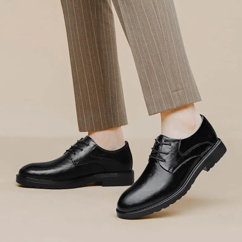 Men's Oxfords Shoes Mens Breathable Leather Wingtip Brogue Fashion Pointed Toe Lace Up Business Tuxedo Shoes