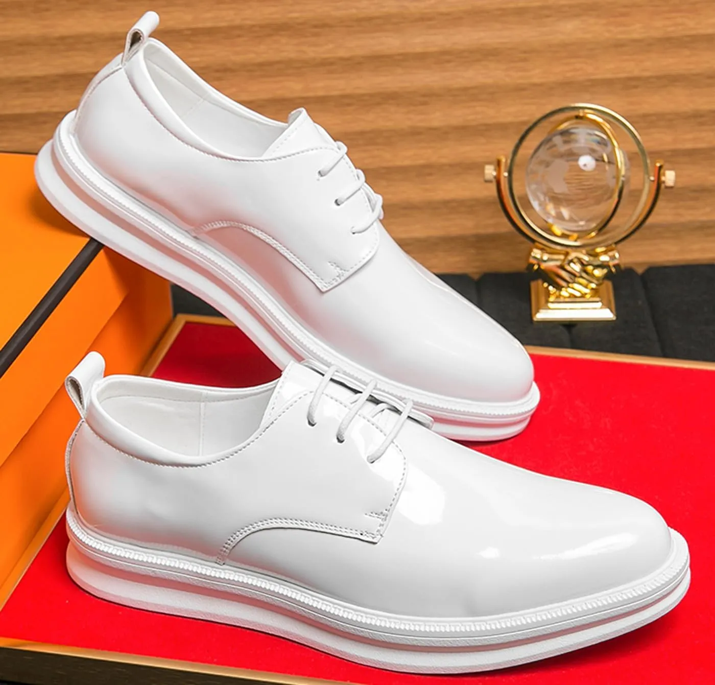 Mens Sneakers Black Prom Dress Oxfords Tuxedo Leather Derby Fashion Business Comfortable Casual Walking Shoes
