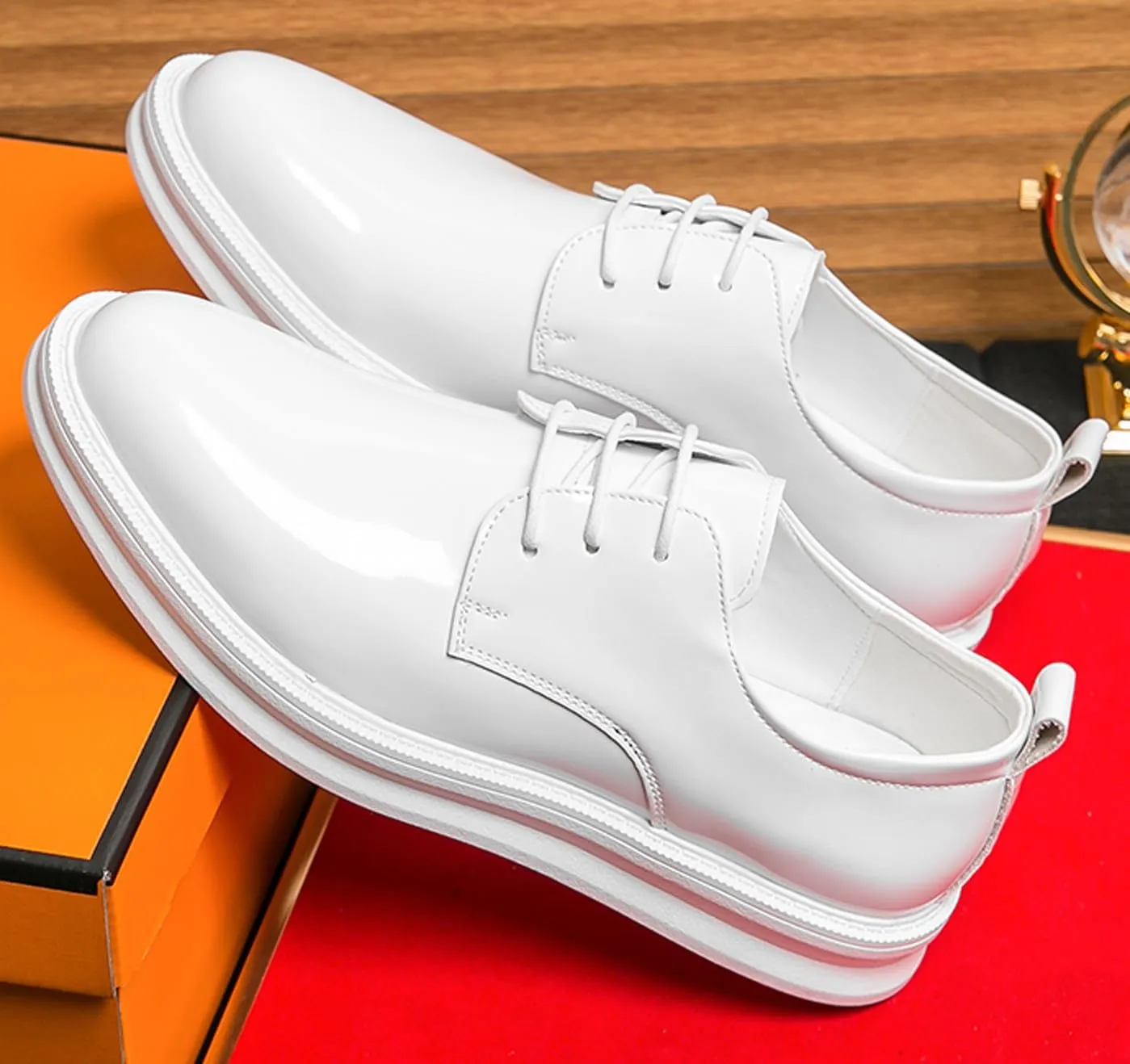 Mens Sneakers Black Prom Dress Oxfords Tuxedo Leather Derby Fashion Business Comfortable Casual Walking Shoes